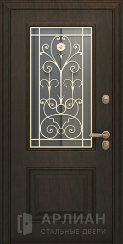 Фото №2 «Кованная дверь входная со стеклопакетом и решеткой №7»