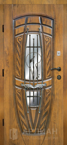 Фото №2 «Утепленная входная дверь для загородного дома с зеркалом №22»